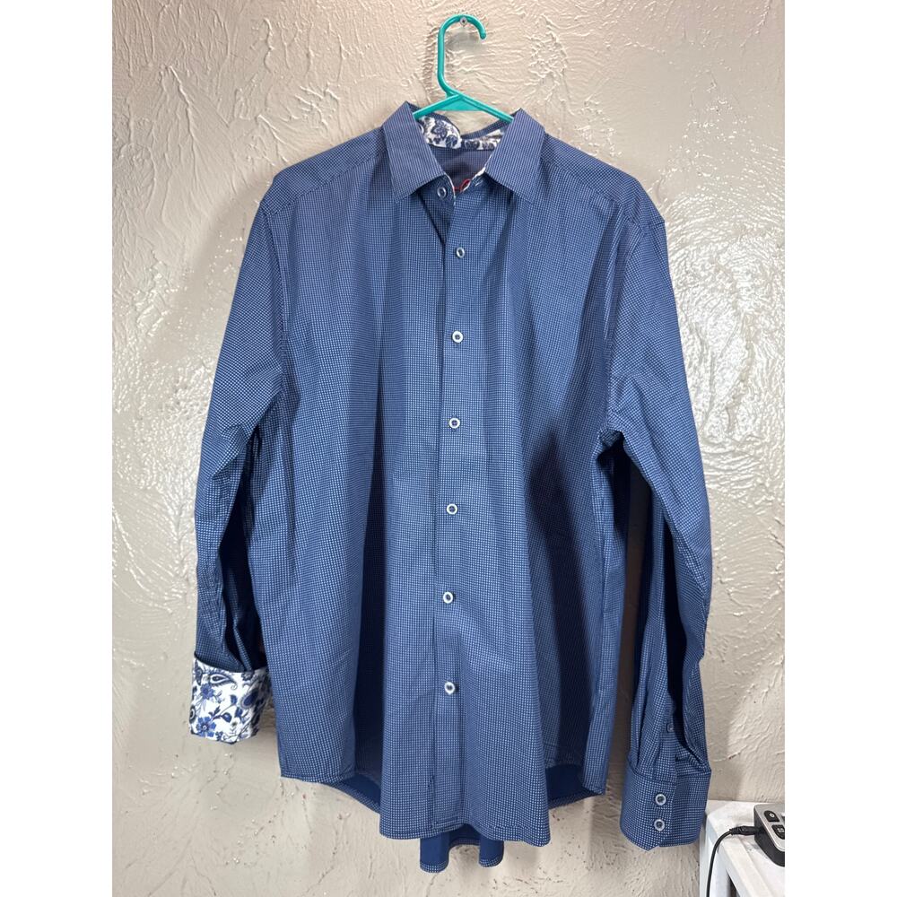 ROBERT GRAHAM Button Front Long Sleeve Shirt Spotted‎ Flip Cuff Paisley Size XL